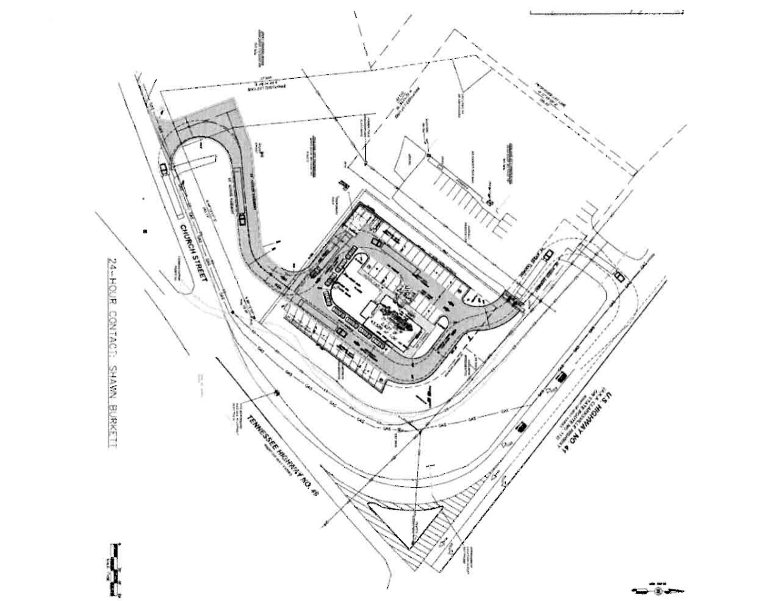 Raw engineering site plan for Hardee's — dense gray CAD drawing